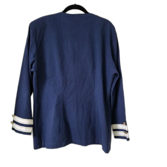 2/$30 Vintage Navy Jacket with Gold Accents - Size Medium - Picture 2 of 5